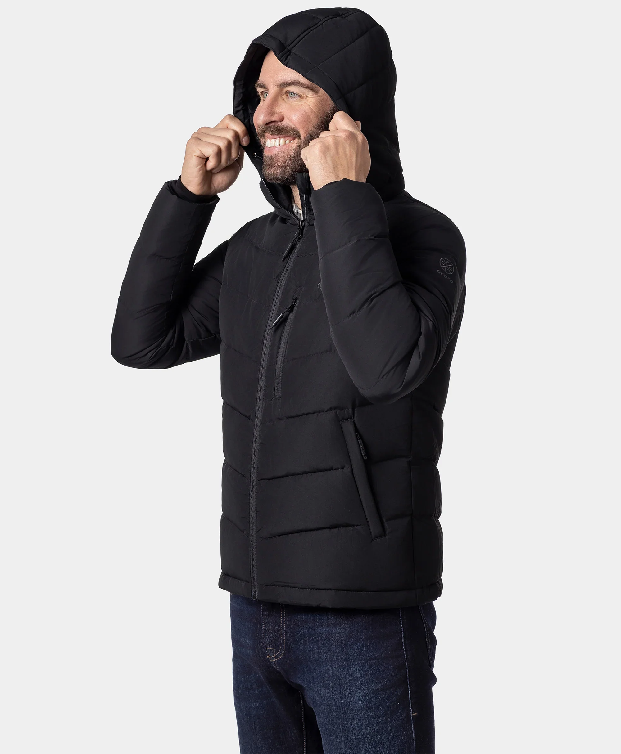 Men's Heated Down Jacket - Black - Image 3
