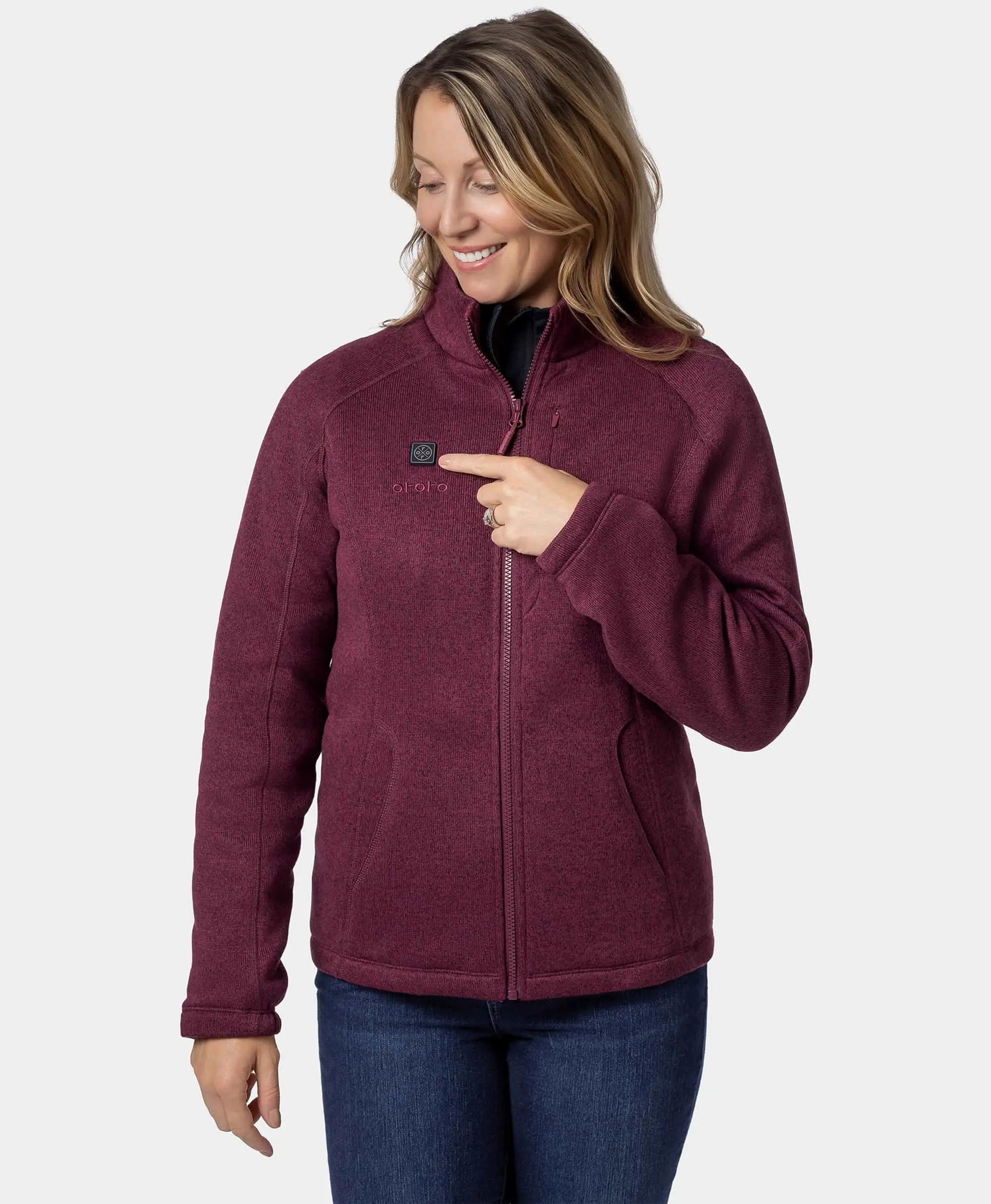 Augusta Tournament Women's 4-Zone Heated Sweater Fleece Jacket - Image 3